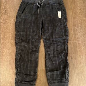 Anthropologie Black Plaid and Animal Print Joggers NWT.  Size Large.